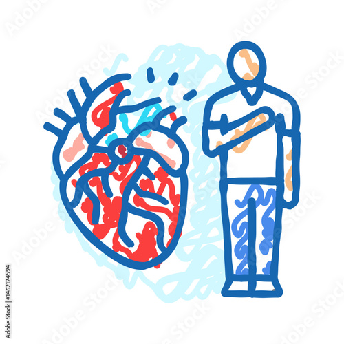 heart man disease icon doodle illustration