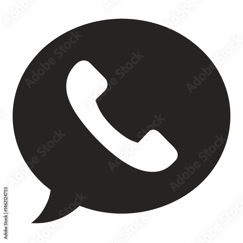 Black Speech Bubble With Phone Symbol Communication And Connection Vector Illustration