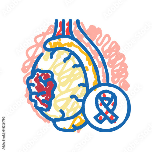 testicular cancer man disease icon doodle illustration