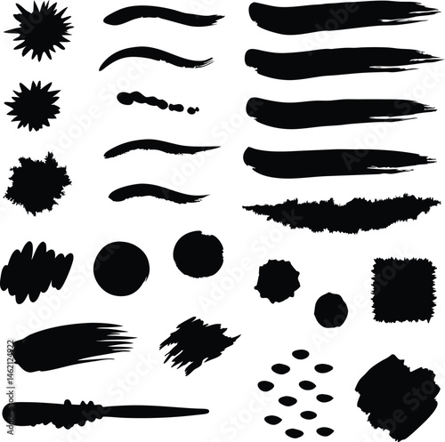 Black Watercolor Brush Strokes Collection