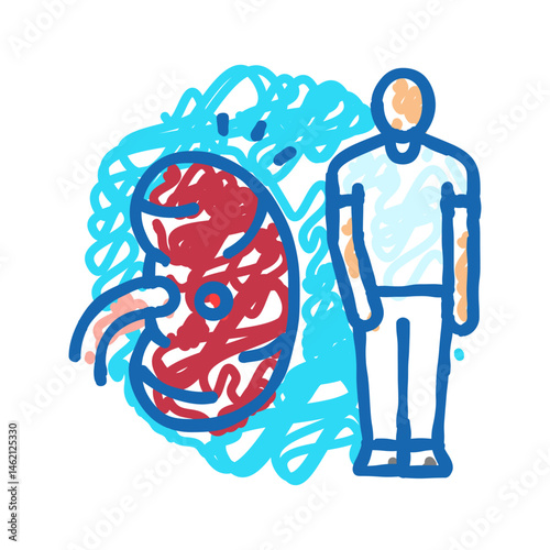 kidney man disease icon doodle illustration