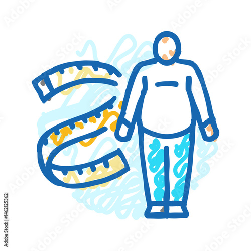 obesity man disease icon doodle illustration