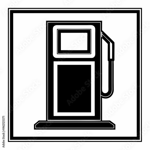 Gas Station Fuel Pump Icon In Black And White Minimalist Design