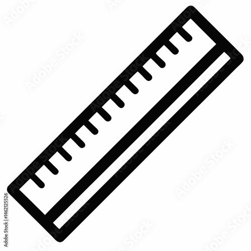 Isolated Black Ruler Icon Measuring Tool With Tick Marks For Graphic Design