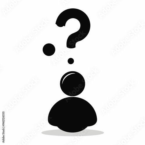 Person Silhouette With Question Mark Solving Problems And Finding Solutions Concept