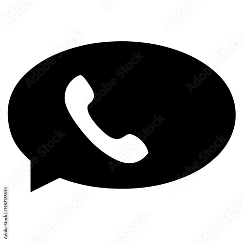 Phone Handset Icon Inside Speech Bubble Representing Communication And Connection
