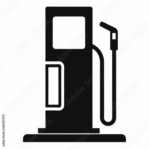 Simple Black And White Gas Pump Icon Minimalist Design Illustration
