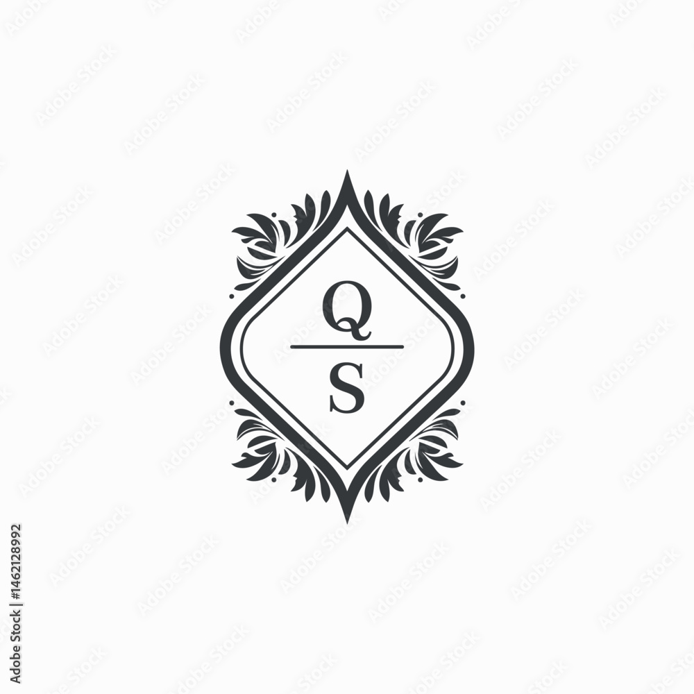 Fototapeta premium QS Initials Wedding Logo Vector Art Icons and Graphics