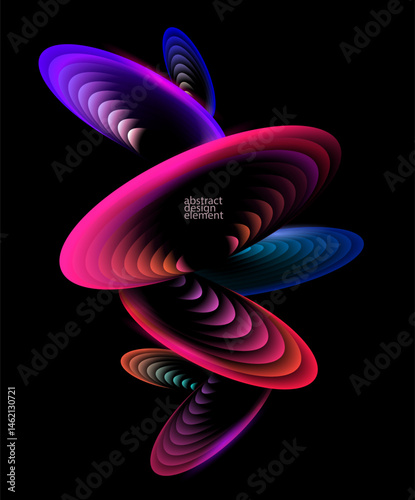 Abstract composition of gradient circles and discs. Vector dynamic background.