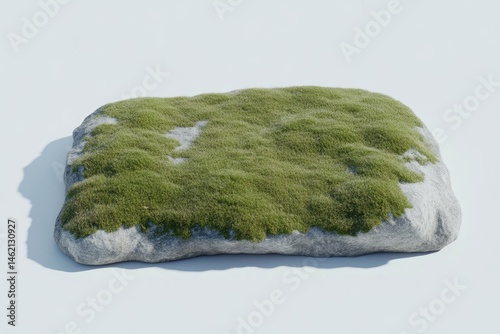 Moss-covered rock platform, isolated