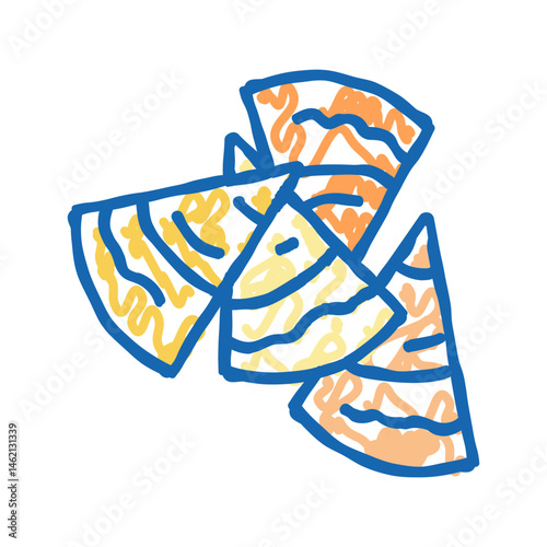 hummus with pita chips icon doodle illustration