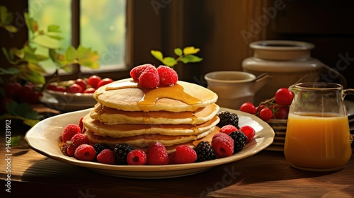kitchen maple pancake food background