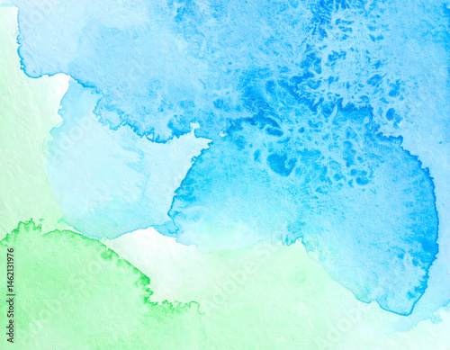 Abstract Watercolor Background In Blue And Green Shades
