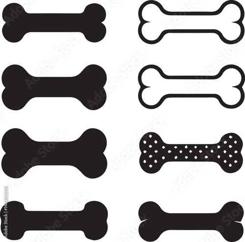 dog bone silhouette vector icon set, dog bone logo vector, bone vector illustration