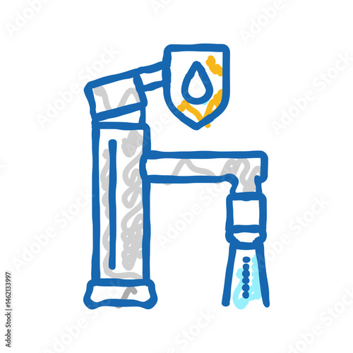saving faucet water icon doodle illustration
