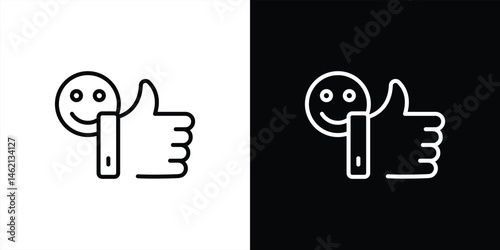 thumbs up thin line icon. customer feedback, like, review, expression icon. vector illustration