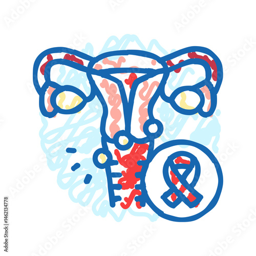 cervical cancer woman disease icon doodle illustration