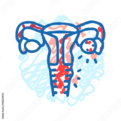 pelvic inflammatory woman disease icon doodle illustration