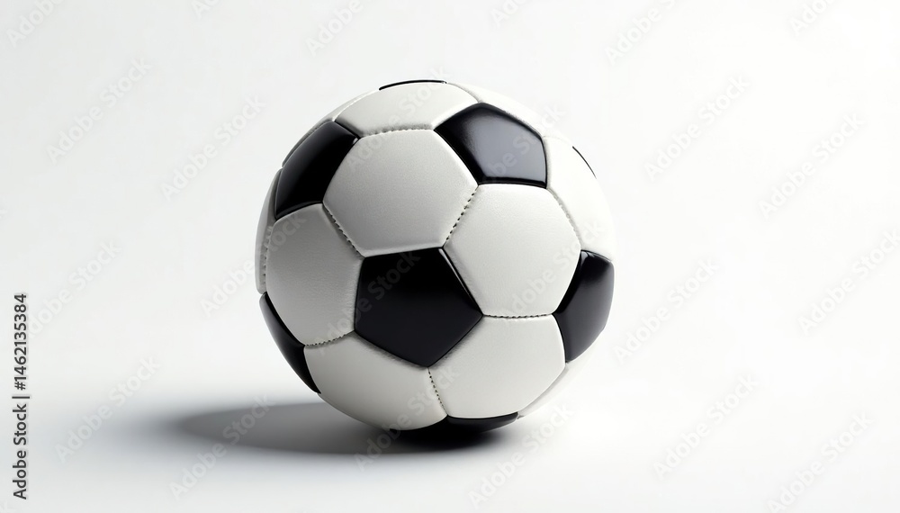 Fototapeta premium Brand new football, pristine white background, leather, sports equipment, athletic
