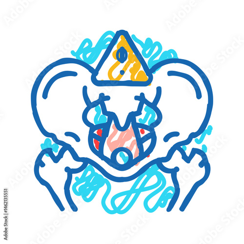thyroid disorders woman disease icon doodle illustration