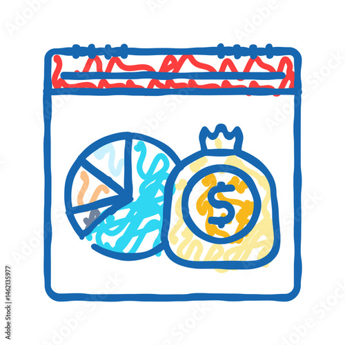 monthly expenses budget planning icon doodle illustration