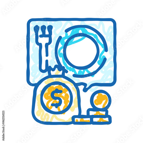 food budget planning icon doodle illustration