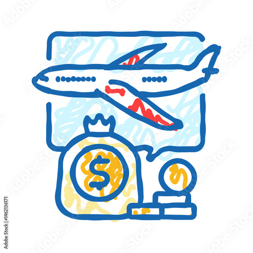travel budget planning icon doodle illustration