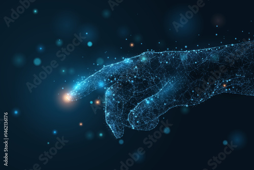 Robot Hand Connecting Digital Network Vector
