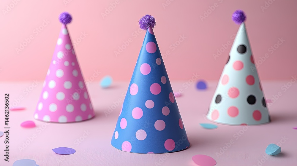 Party hats with pink background. Party hats with pink background.