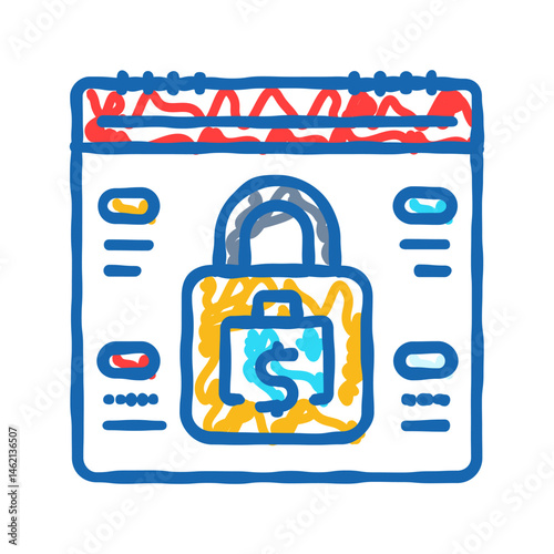 fixed expenses budget planning icon doodle illustration