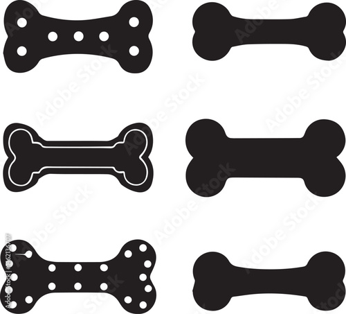 dog bone silhouette vector icon set, dog bone logo vector, bone vector illustration