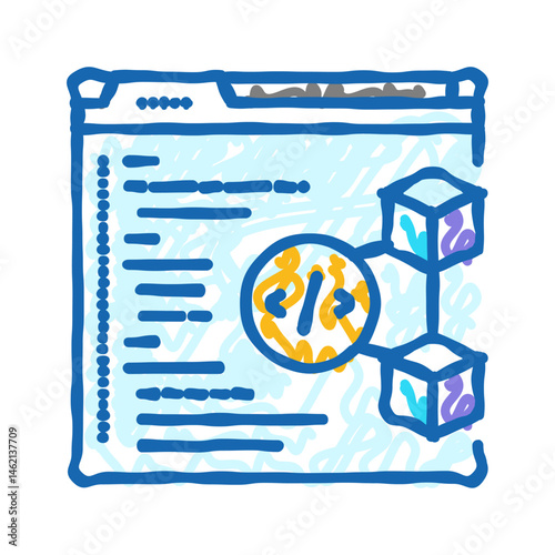 software cryptocurrency mining icon doodle illustration