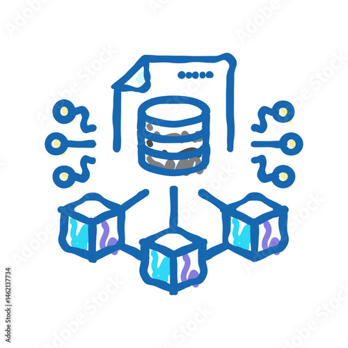blockchain ledger cryptocurrency mining icon doodle illustration