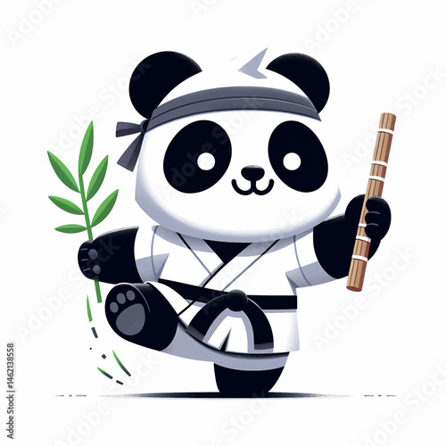Clean Vector Illustration of Karateka panda – Elegant, Minimal Martial Arts Design