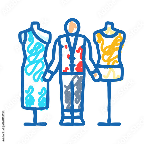 designer dressmaking fashion icon doodle illustration