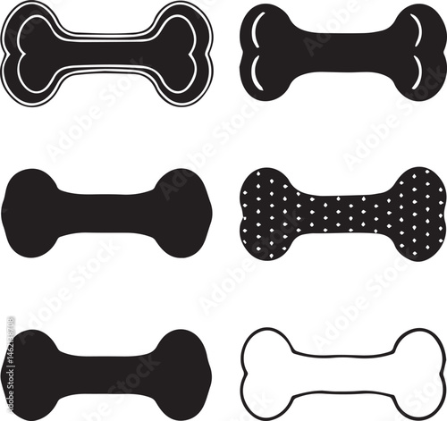 dog bone silhouette vector icon set, dog bone logo vector, bone vector illustration