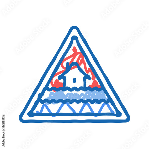 emergency flood warning icon doodle illustration