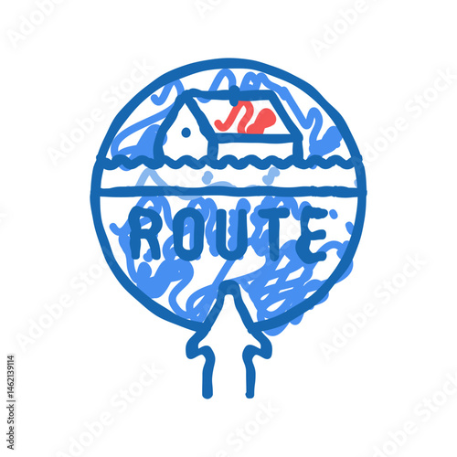evacuation route disaster icon doodle illustration