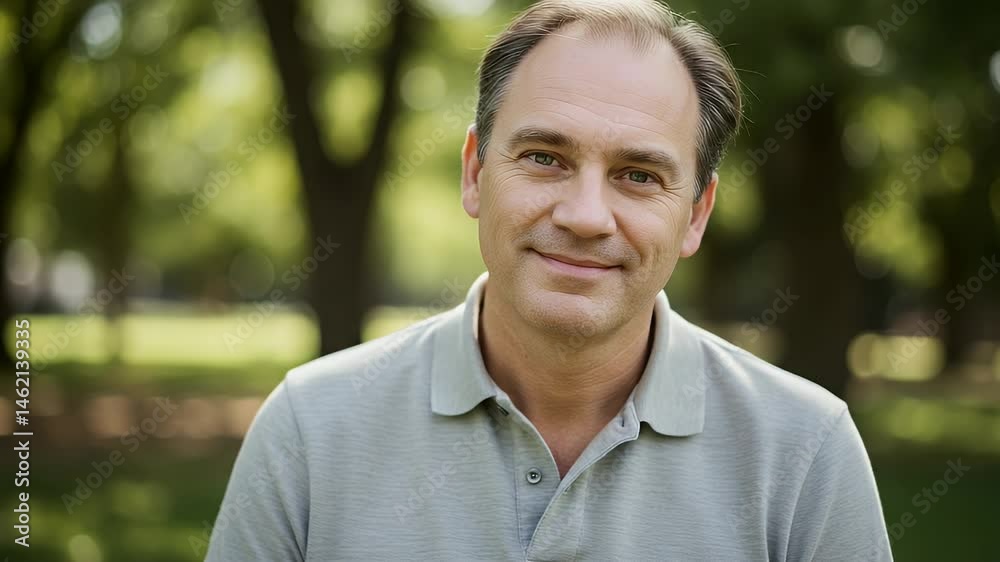Portrait of a Happy Man in a Park Portrait of a Happy Man in a Park
