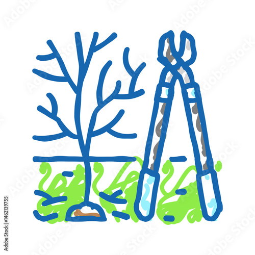 tree pruning garden maintenance icon doodle illustration