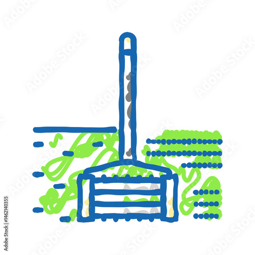 lawn aeration garden maintenance icon doodle illustration