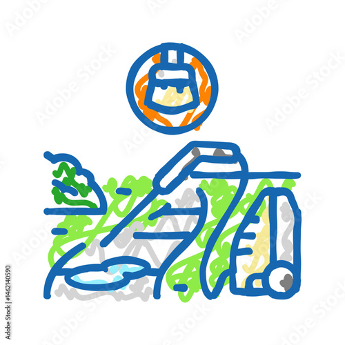 pathway cleaning garden maintenance icon doodle illustration