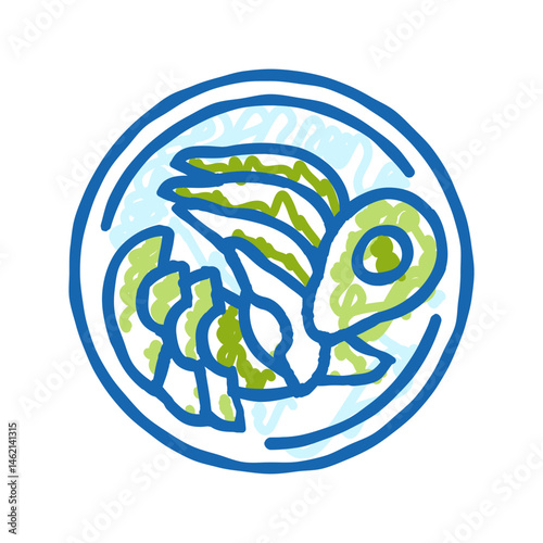 sliced avocado raw foodist icon doodle illustration