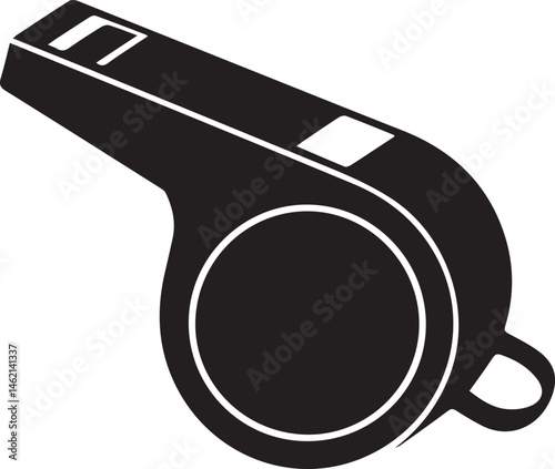 Referee Whistle Symbol in Black | Clean Vector Silhouette for Sports Art and Crafts