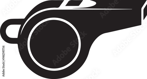 Referee Whistle Symbol in Black | Clean Vector Silhouette for Sports Art and Crafts