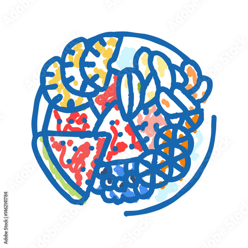 fruit platter raw foodist icon doodle illustration