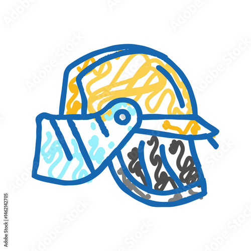 firefighter helmet wildfire disaster icon doodle illustration