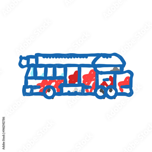 fire truck wildfire disaster icon doodle illustration