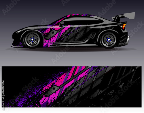 Car wrap design vector. Graphic abstract stripe racing background designs for vehicle, rally, race, adventure and car racing livery