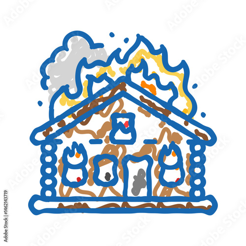 forest fire prohibited icon doodle illustration